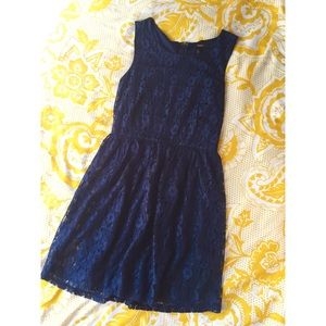 FOREVER 21 Navy Blue Lace Skater Dress Small